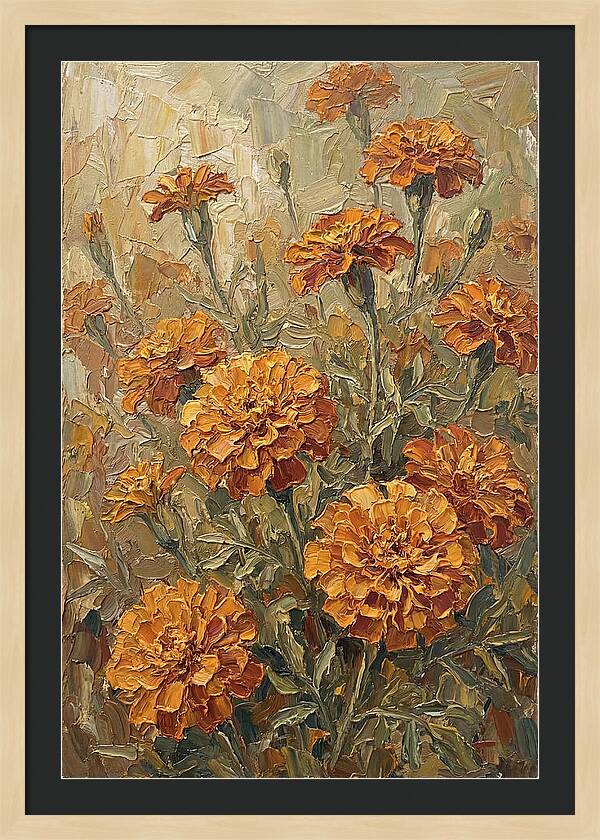 Orange Marigolds Basking In Sun