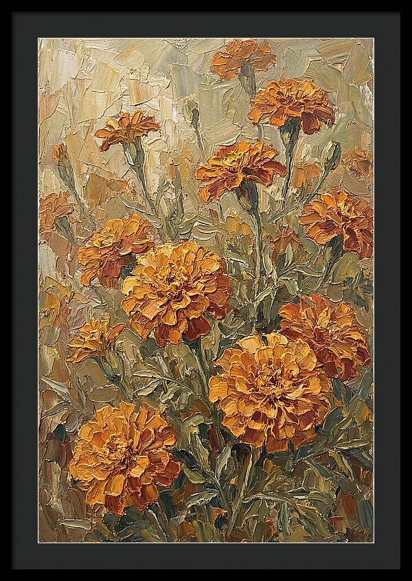 Orange Marigolds Basking In Sun