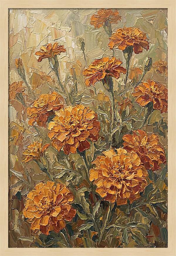 Orange Marigolds Basking In Sun