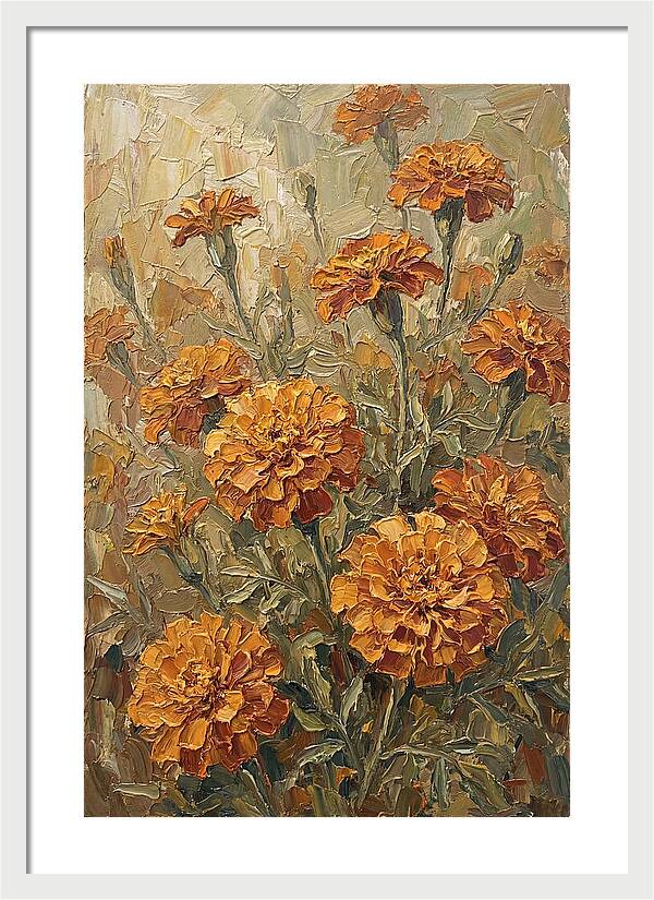 Orange Marigolds Basking In Sun