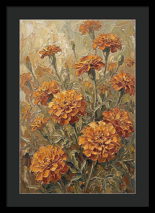 Orange Marigolds Basking In Sun