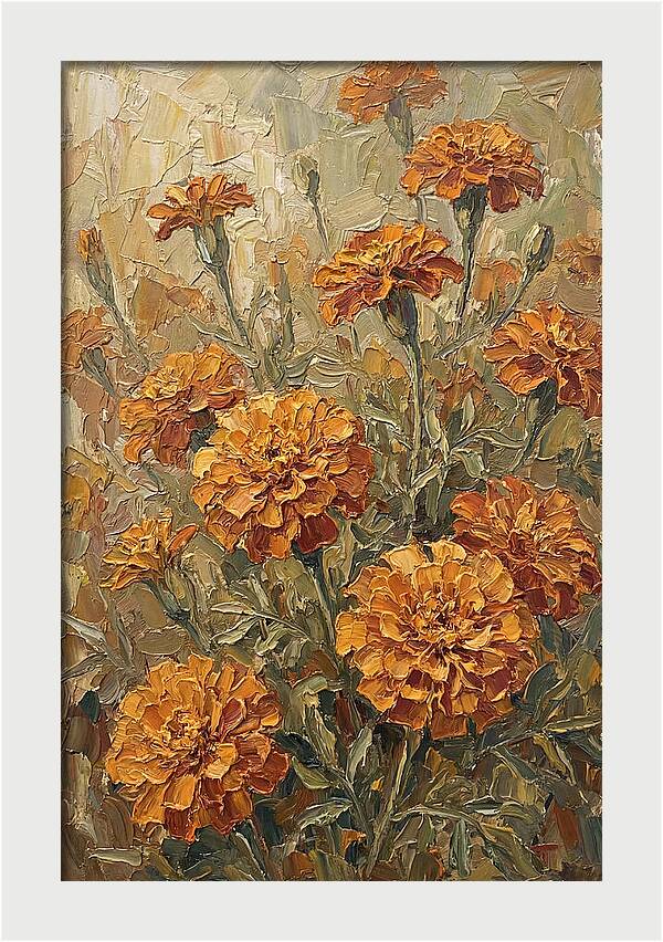 Orange Marigolds Basking In Sun