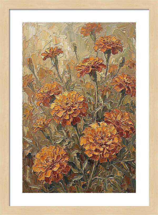 Orange Marigolds Basking In Sun