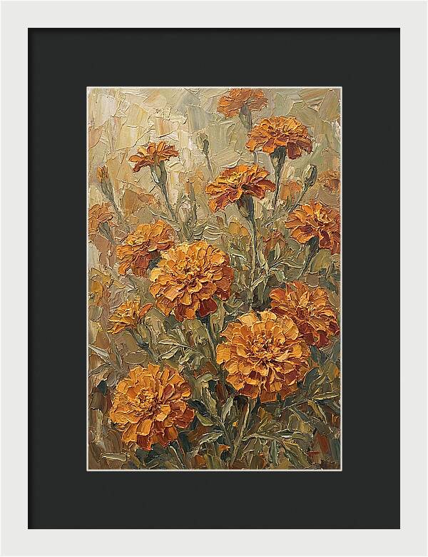 Orange Marigolds Basking In Sun