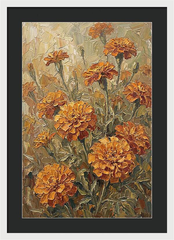 Orange Marigolds Basking In Sun