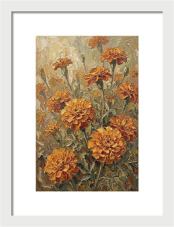 Orange Marigolds Basking In Sun