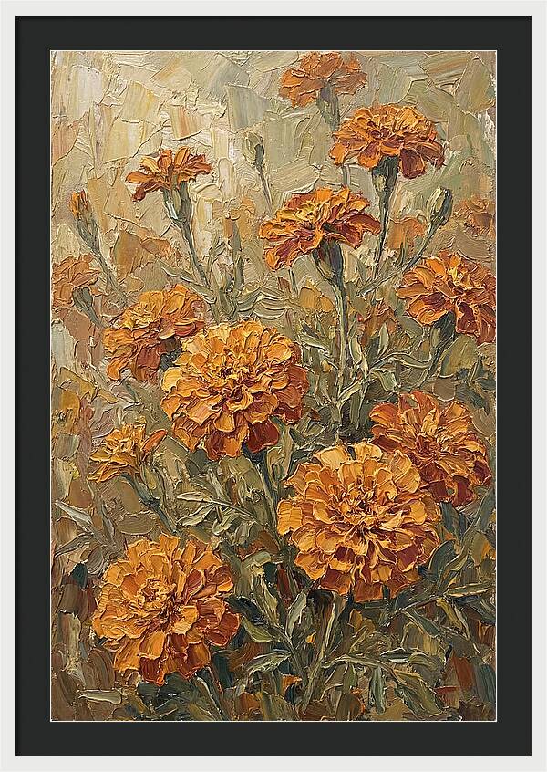 Orange Marigolds Basking In Sun