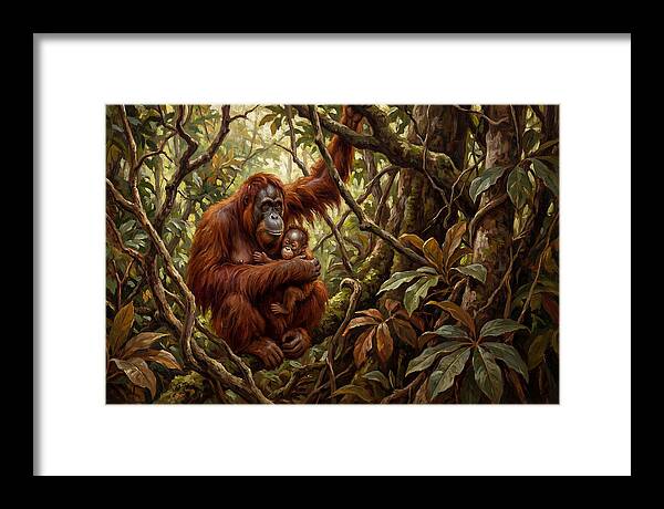 Orangutan Embrace In The Canopy