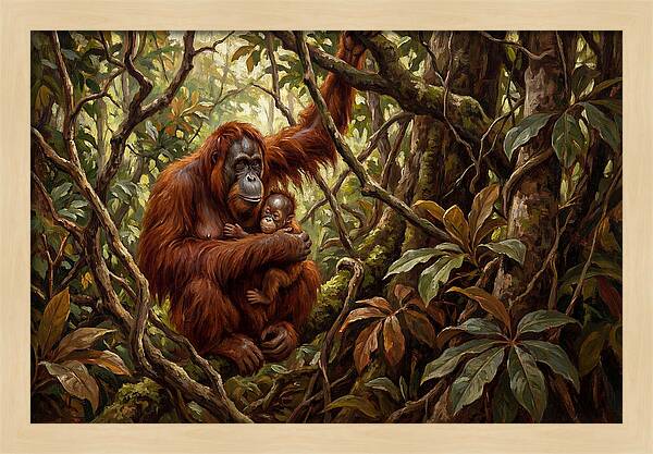 Orangutan Embrace In The Canopy