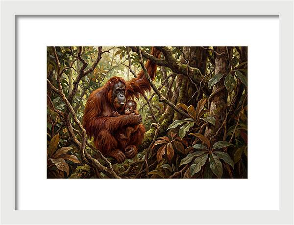 Orangutan Embrace In The Canopy