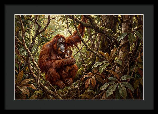 Orangutan Embrace In The Canopy