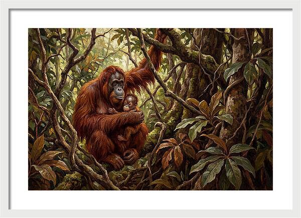 Orangutan Embrace In The Canopy