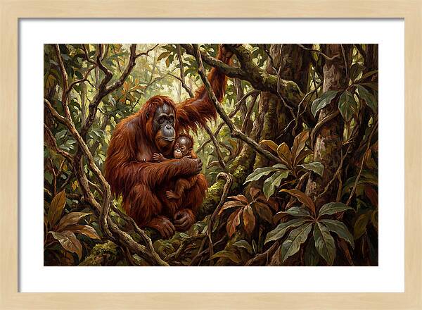 Orangutan Embrace In The Canopy