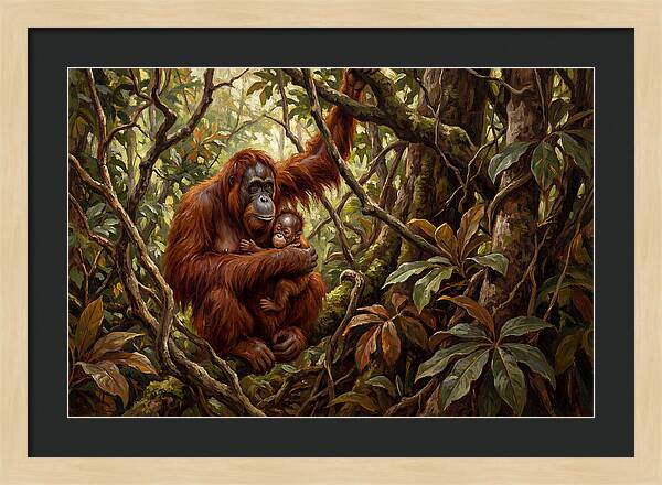 Orangutan Embrace In The Canopy