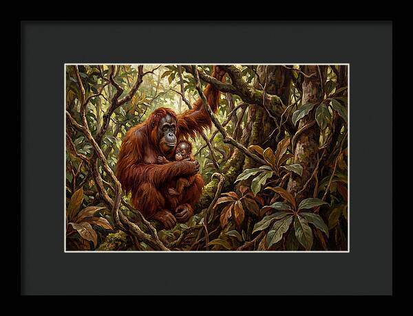 Orangutan Embrace In The Canopy