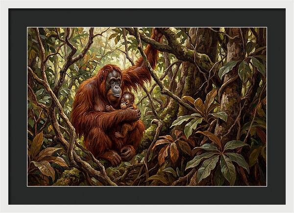 Orangutan Embrace In The Canopy