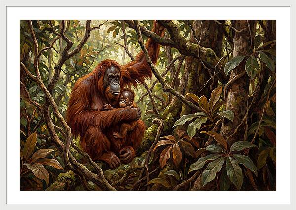 Orangutan Embrace In The Canopy