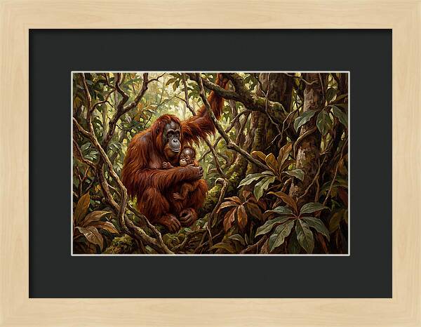 Orangutan Embrace In The Canopy