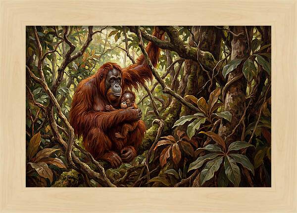 Orangutan Embrace In The Canopy