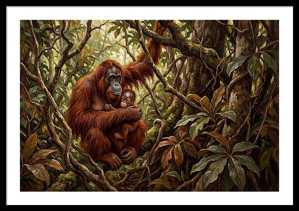 Orangutan Embrace In The Canopy