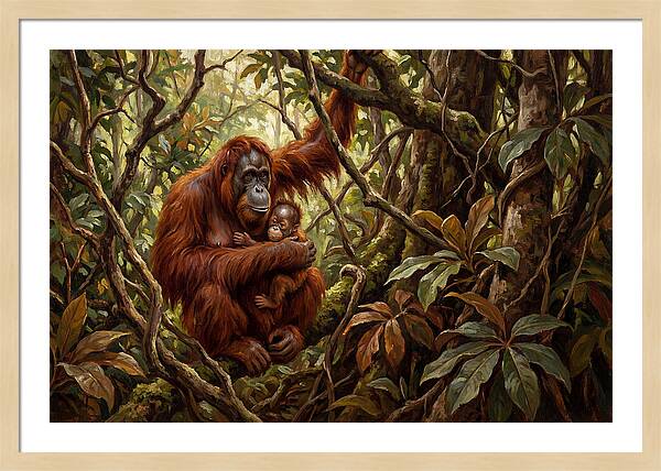 Orangutan Embrace In The Canopy