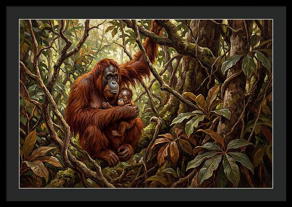 Orangutan Embrace In The Canopy