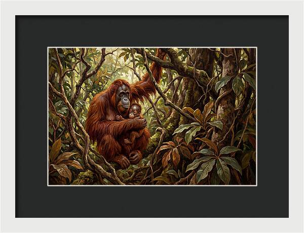 Orangutan Embrace In The Canopy