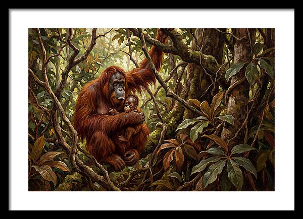 Orangutan Embrace In The Canopy