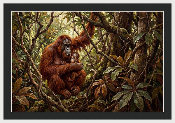 Orangutan Embrace In The Canopy