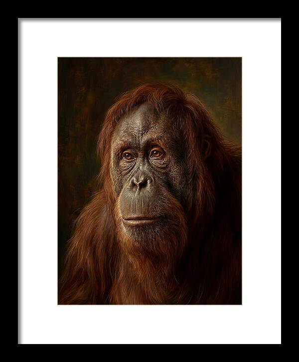 Orangutan Portrait In Realism