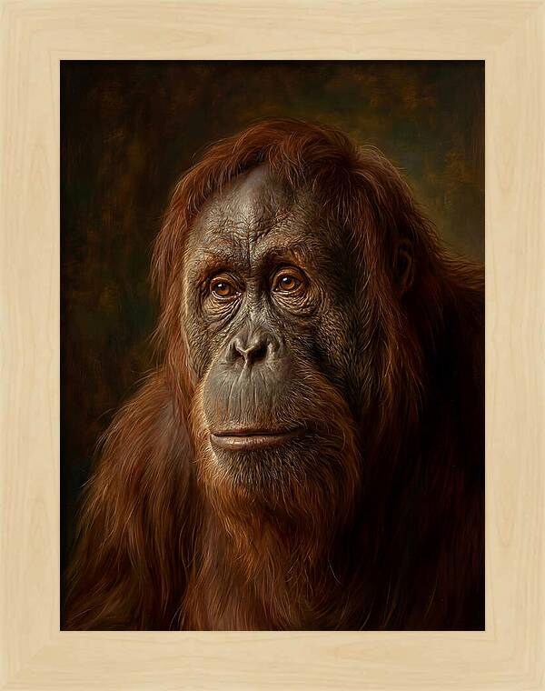 Orangutan Portrait In Realism