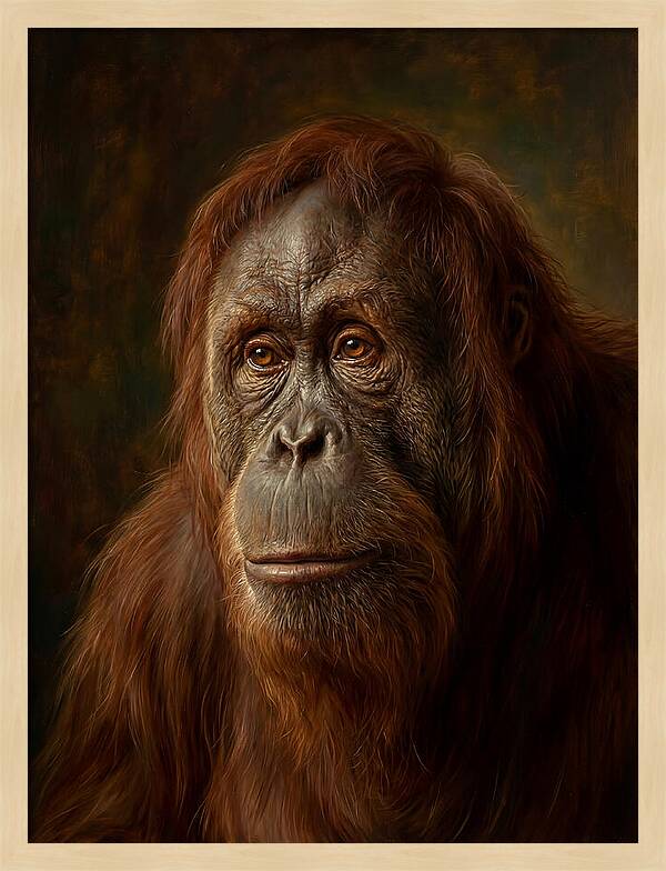Orangutan Portrait In Realism