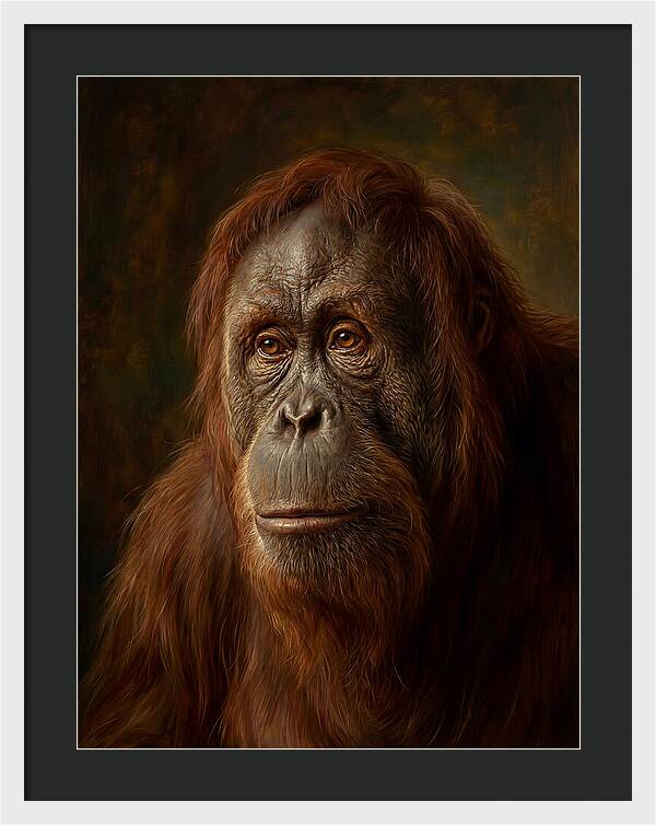 Orangutan Portrait In Realism