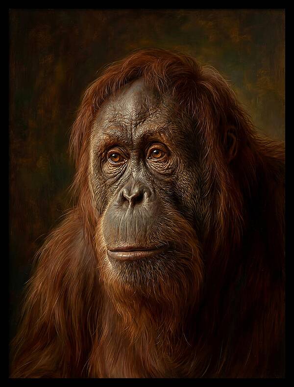 Orangutan Portrait In Realism