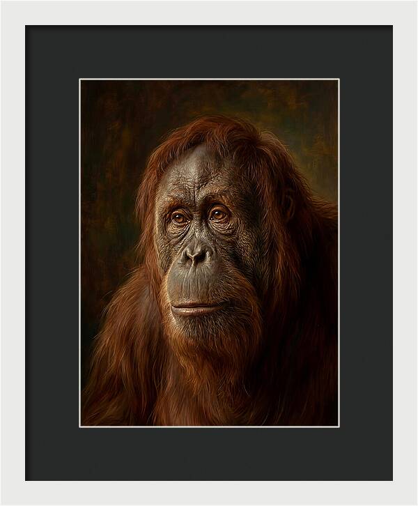 Orangutan Portrait In Realism