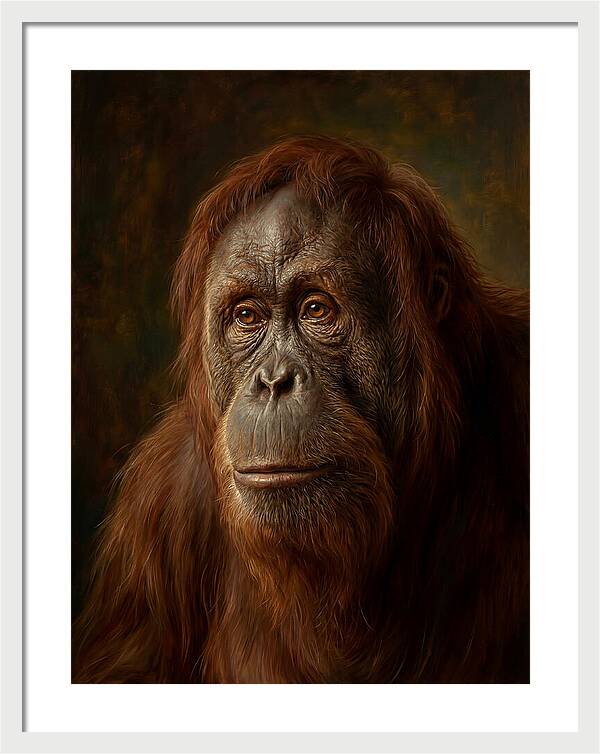 Orangutan Portrait In Realism