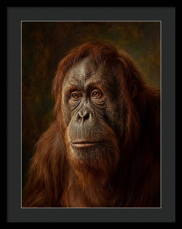 Orangutan Portrait In Realism