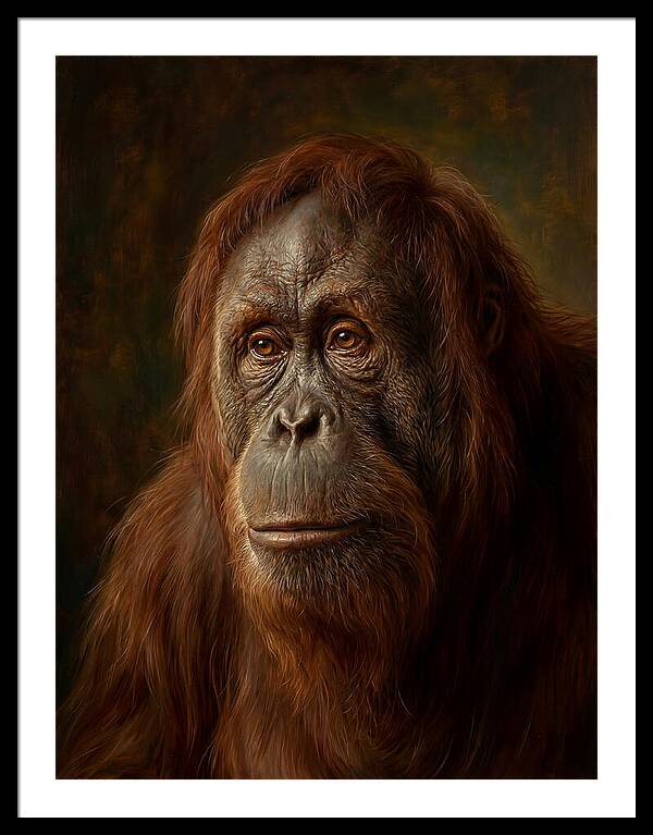 Orangutan Portrait In Realism