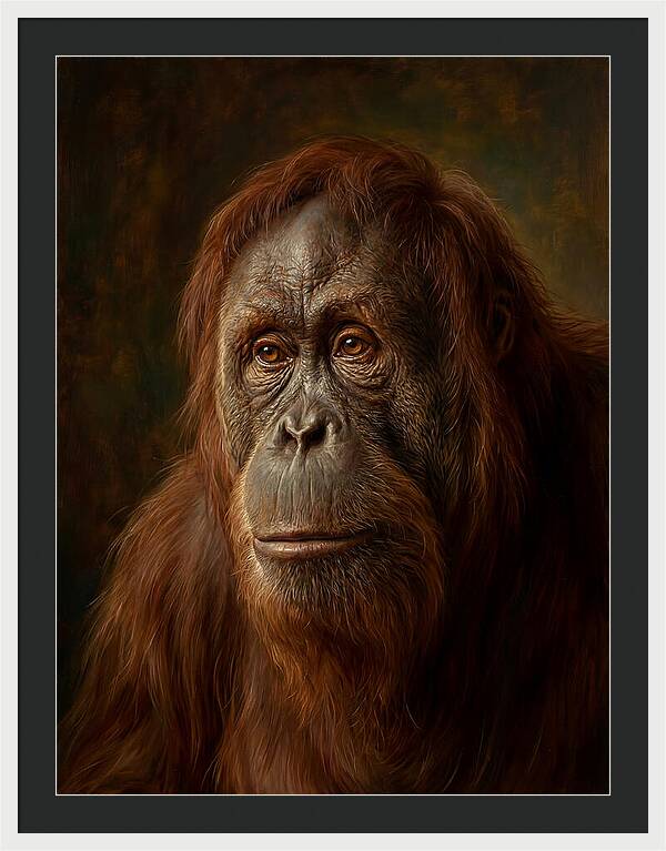 Orangutan Portrait In Realism