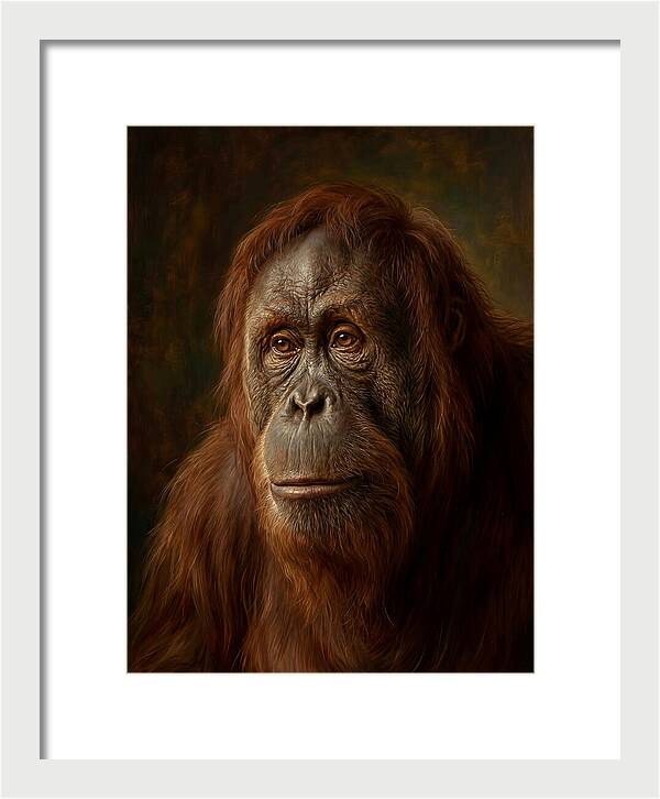 Orangutan Portrait In Realism