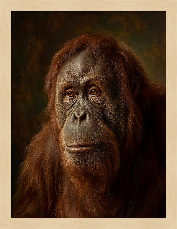 Orangutan Portrait In Realism