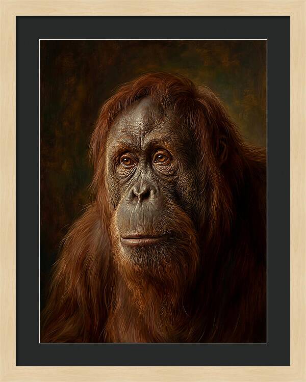 Orangutan Portrait In Realism