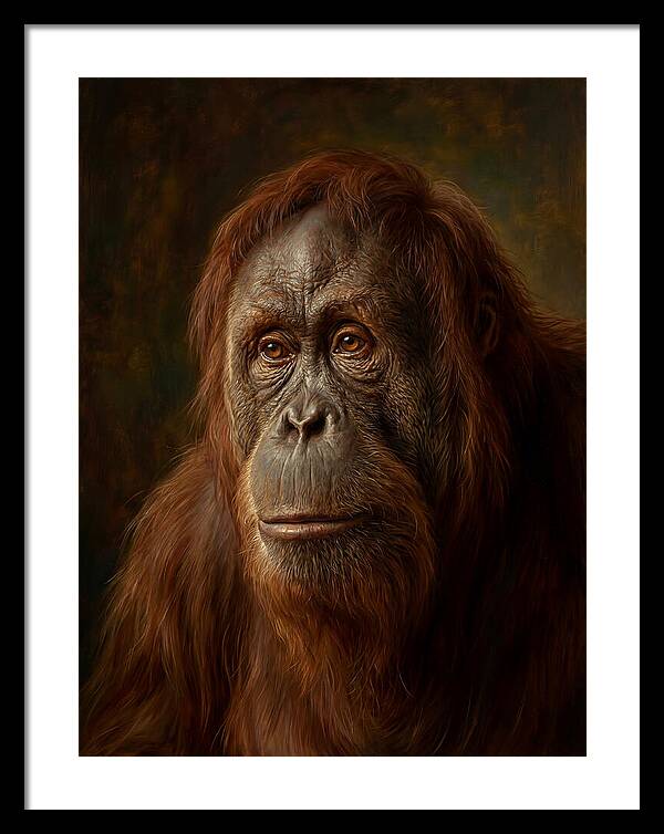 Orangutan Portrait In Realism