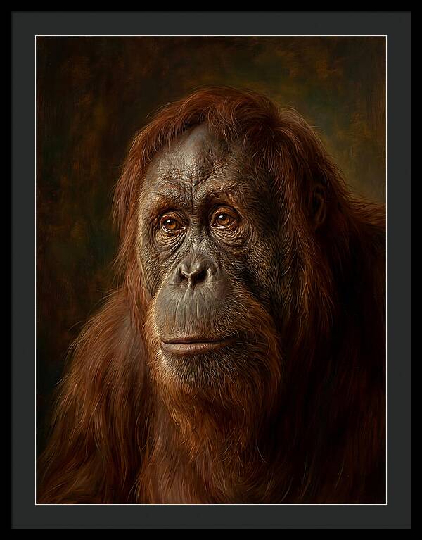 Orangutan Portrait In Realism