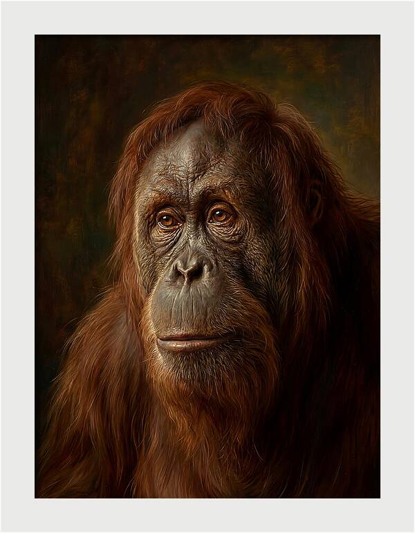 Orangutan Portrait In Realism