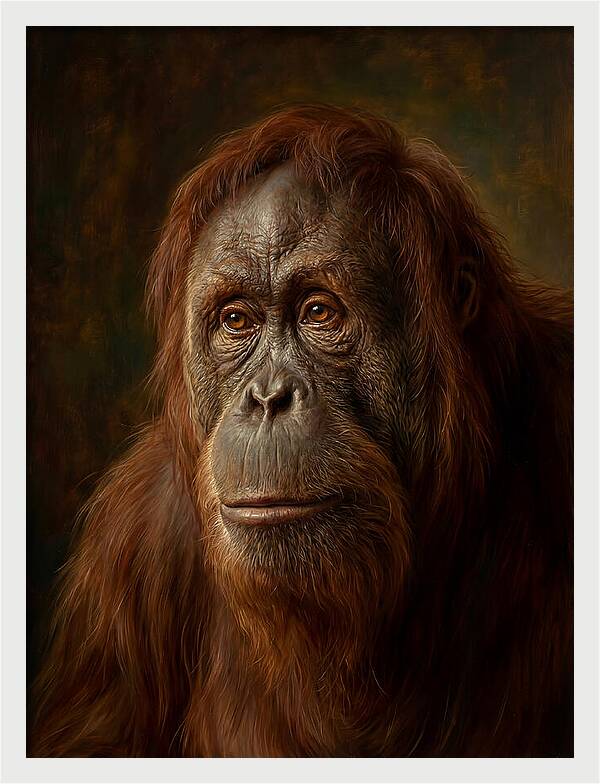 Orangutan Portrait In Realism