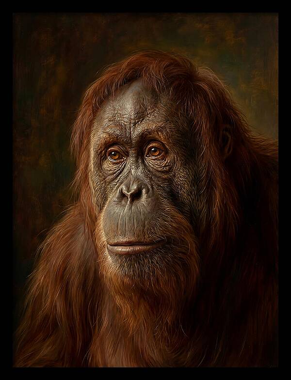 Orangutan Portrait In Realism