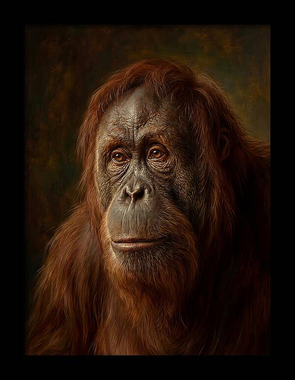 Orangutan Portrait In Realism