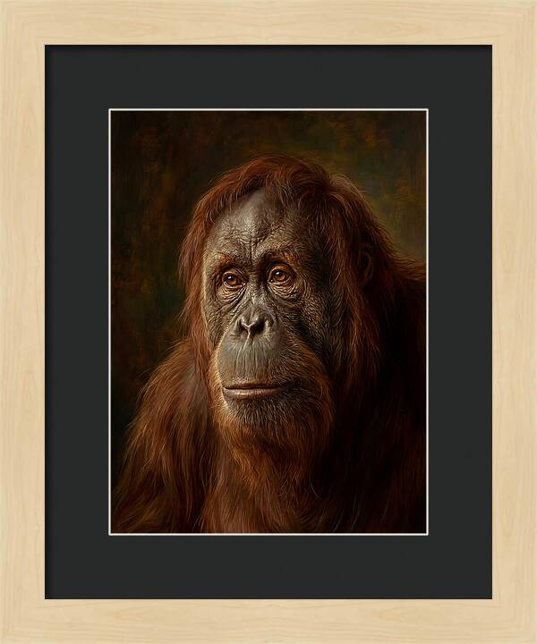 Orangutan Portrait In Realism