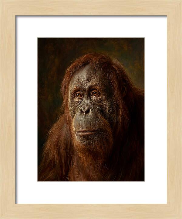 Orangutan Portrait In Realism